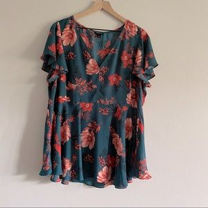 NWOT Blue Floral Torrid Blouse